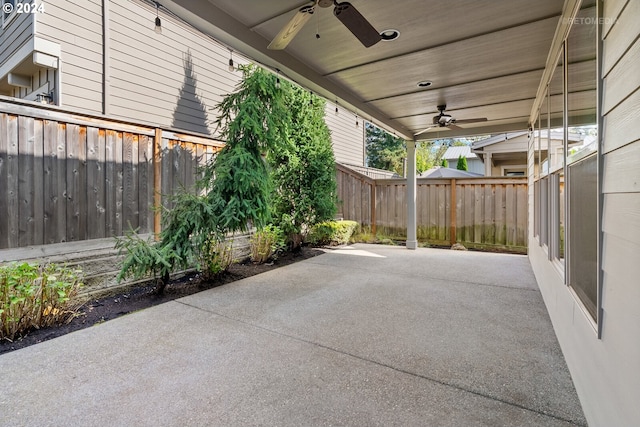 view of patio / terrace featuring ceiling fan