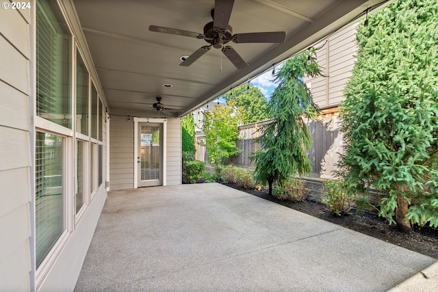 view of patio with ceiling fan