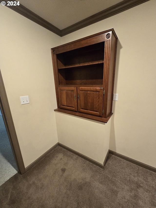 room details featuring carpet floors and ornamental molding