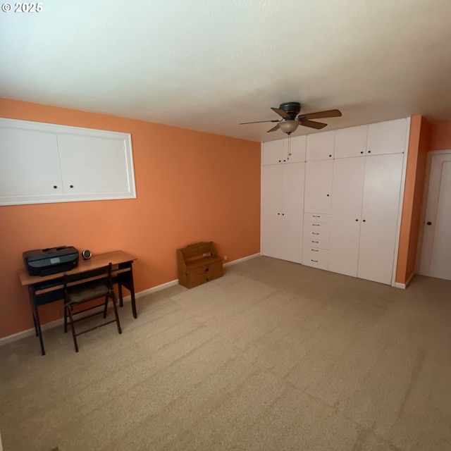 5716 Duniway Ave, Gladstone, OR 97027 - unfurnished bedroom featuring baseboards, light colored carpet, and a ceiling fan