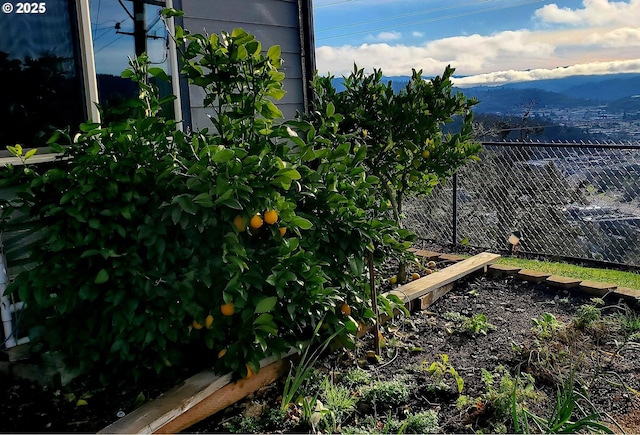 exterior space featuring a mountain view