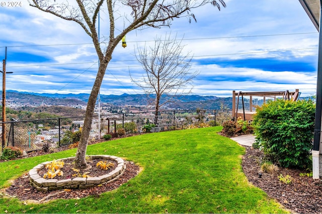 view of yard with a mountain view