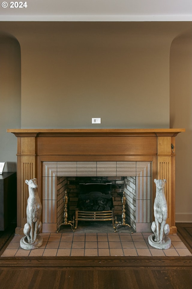 room details featuring a fireplace