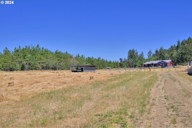 view of yard with a rural view