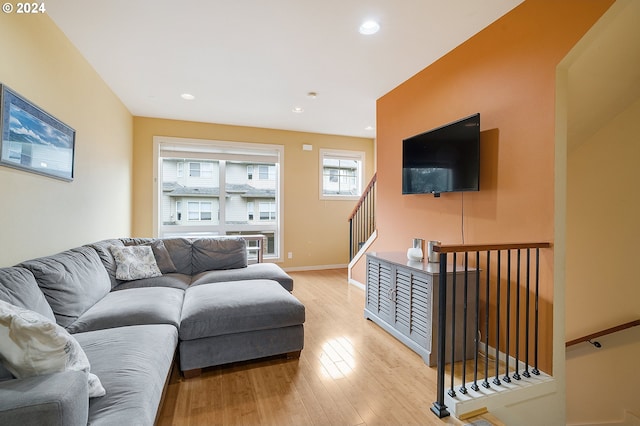 living room featuring light hardwood / wood-style flooring