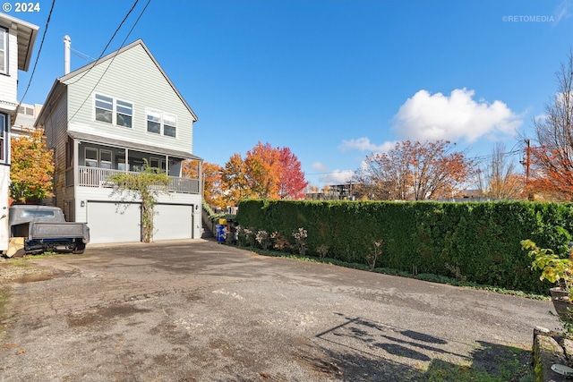 exterior space featuring a garage