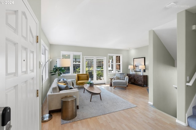 living room featuring light wood-type flooring