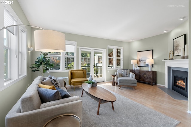 living room with light wood-type flooring