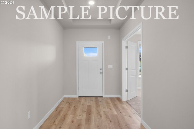 foyer with light hardwood / wood-style flooring