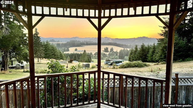 exterior space featuring a mountain view