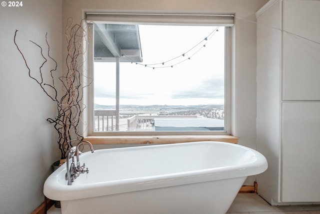 bathroom featuring tile patterned floors and a bathtub