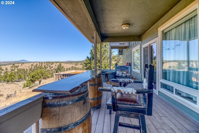 deck with a mountain view