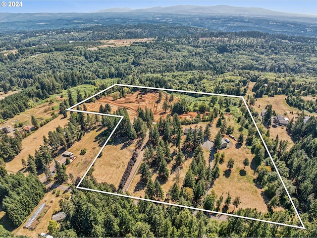 birds eye view of property with a rural view and a mountain view