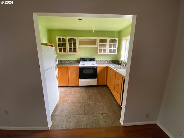 kitchen with sink and white appliances