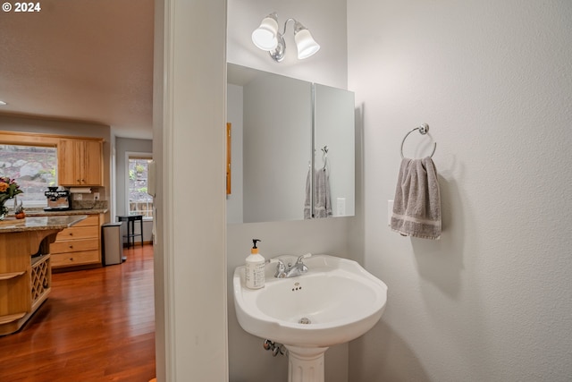 bathroom with sink and hardwood / wood-style floors