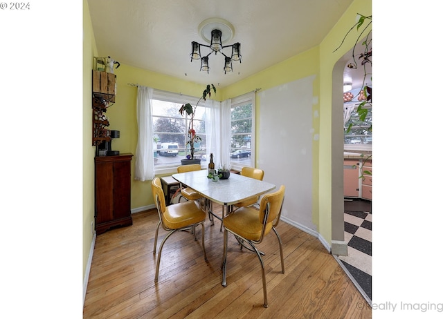 dining room with light wood-type flooring