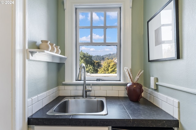 kitchen with decorative backsplash and sink