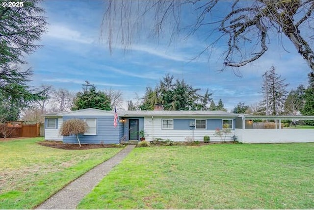 206 Farview Dr, Vancouver, WA 98661 - ranch-style house featuring a front lawn, fence, and a chimney