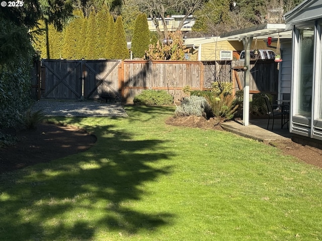 view of yard featuring a patio area and a pergola