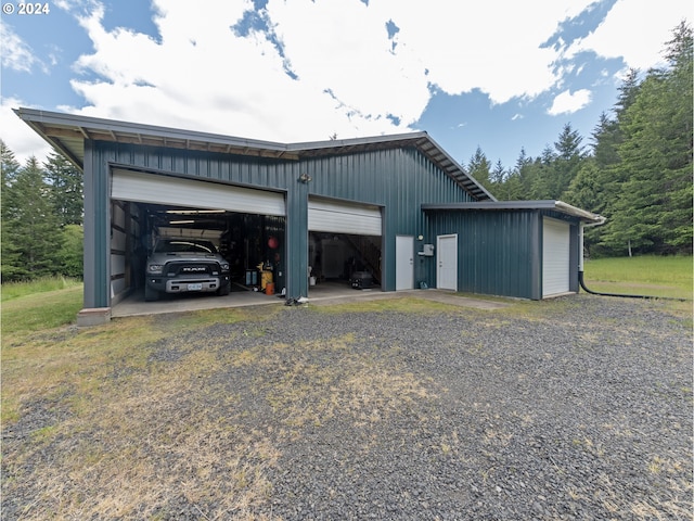 view of garage