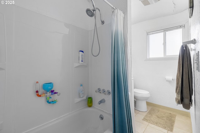 213 Engle Ave, Molalla, OR 97038 - bathroom with shower / bathtub combination with curtain and tile patterned flooring