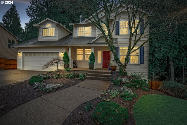 craftsman house with a garage