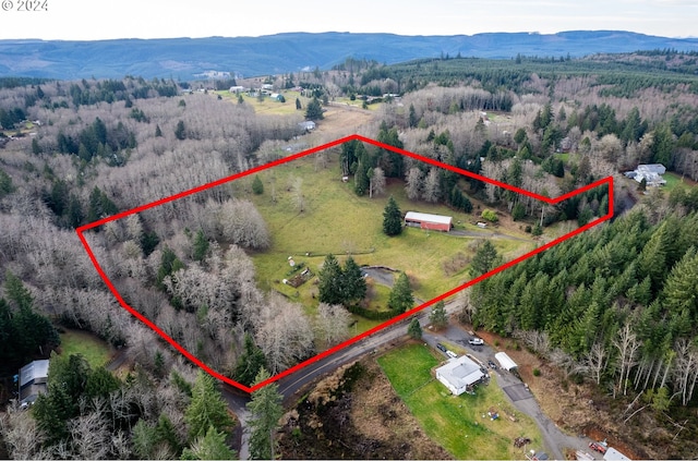 22726 Cedar Grove Rd, Clatskanie, OR 97016 - aerial view of sparsely populated area featuring mountains and property boundaries highlighted