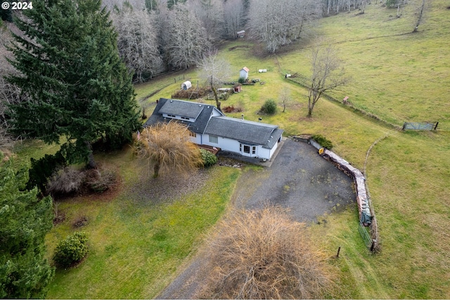 drone / aerial view with a rural view