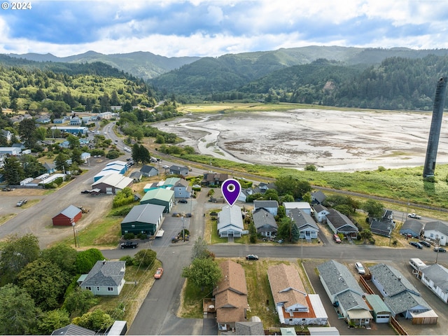 aerial view with a mountain view