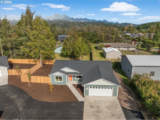 bird's eye view featuring a mountain view