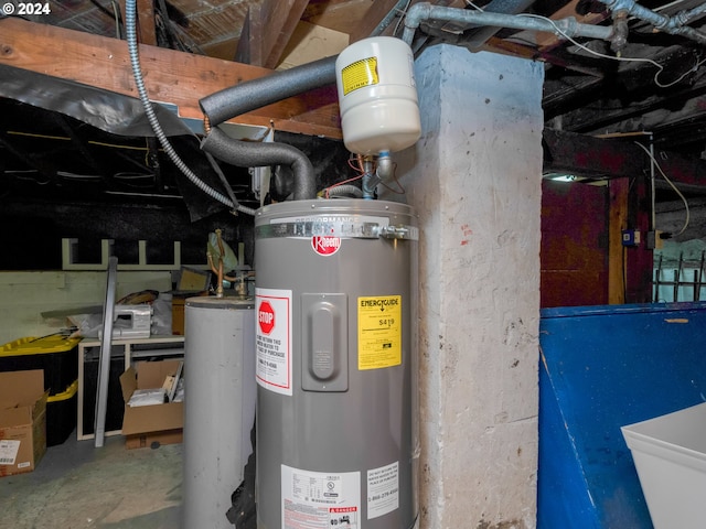 utilities featuring electric water heater, sink, and water heater