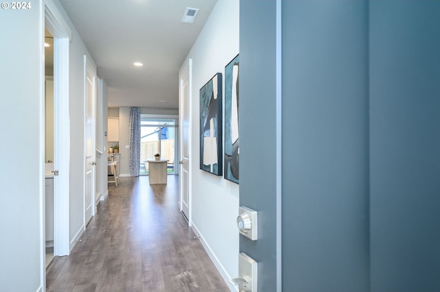 hall featuring dark hardwood / wood-style floors