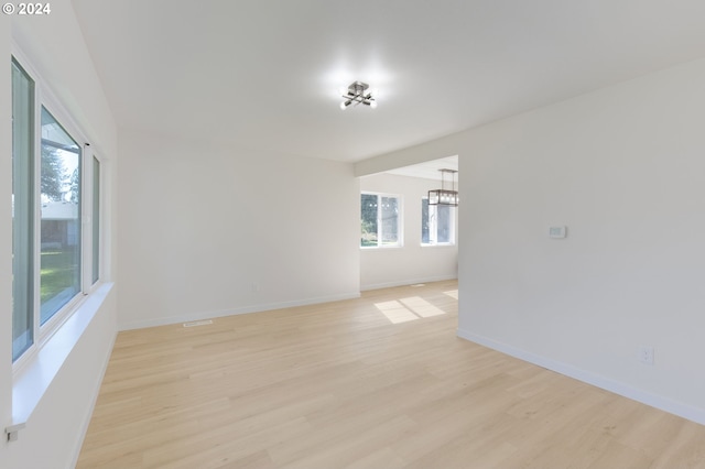 empty room featuring light hardwood / wood-style flooring and a wealth of natural light