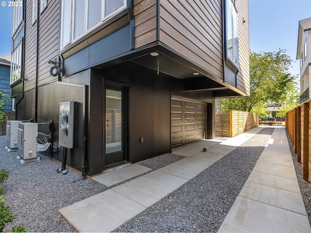 entrance to property with a garage