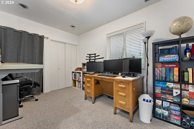 view of carpeted home office