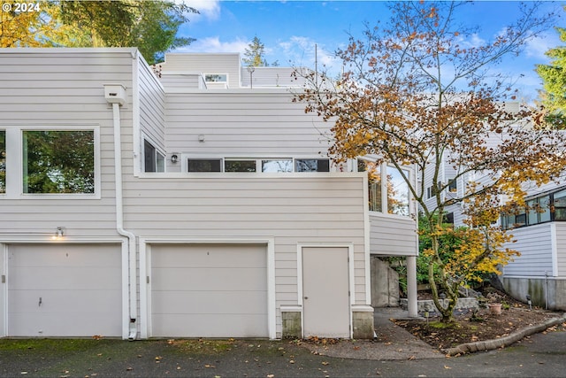 exterior space featuring a garage