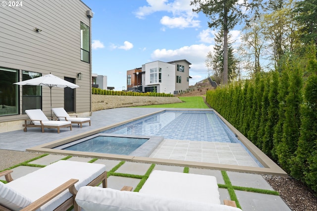 view of pool featuring a patio and outdoor lounge area