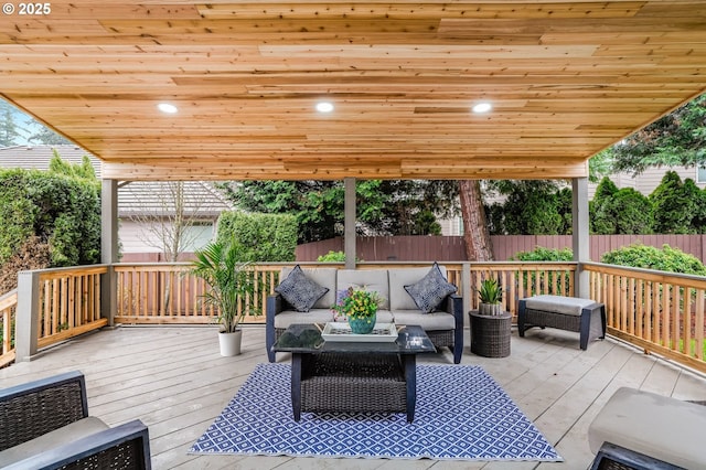 deck with an outdoor living space