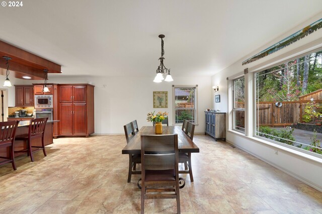 dining room with an inviting chandelier