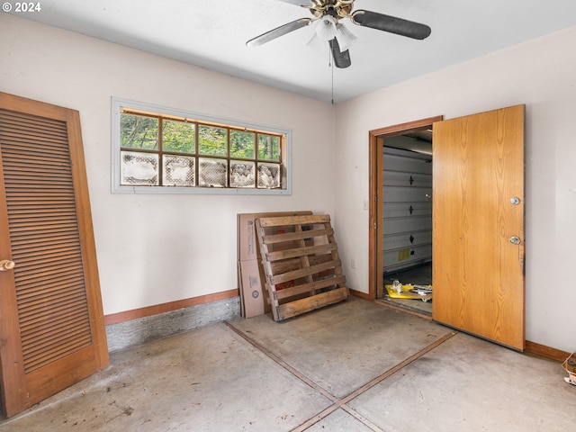 interior space featuring a closet and ceiling fan