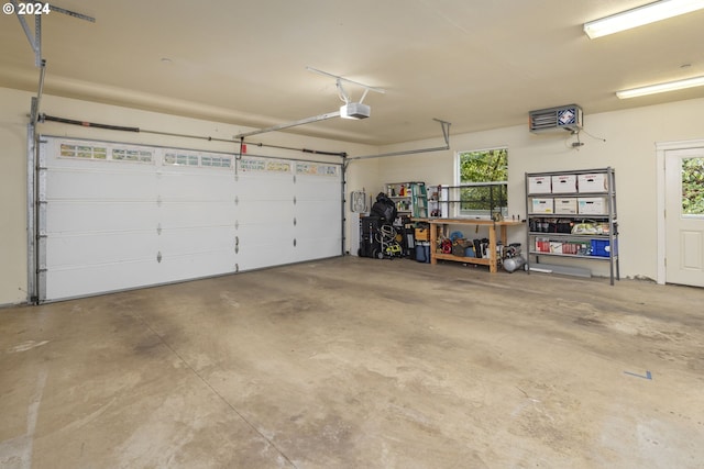 garage with a garage door opener