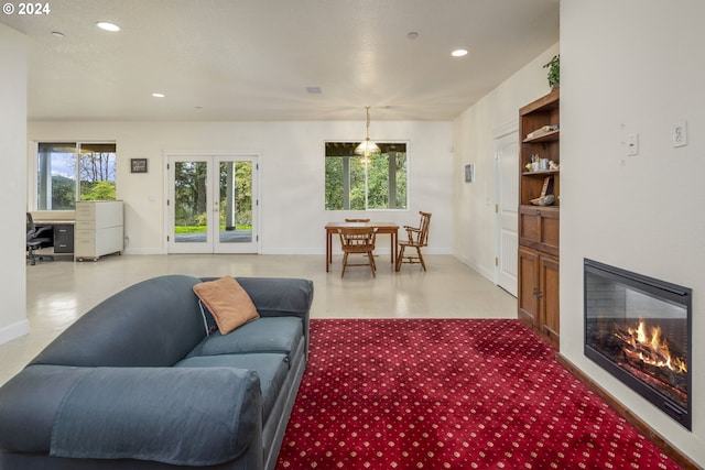 living room with french doors