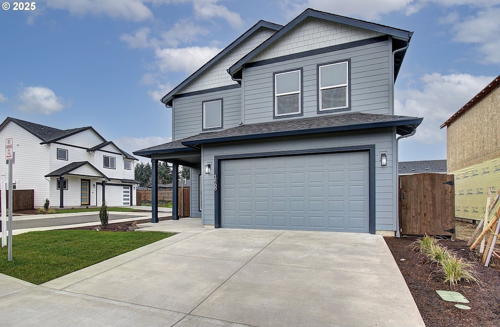 view of front of property with a garage