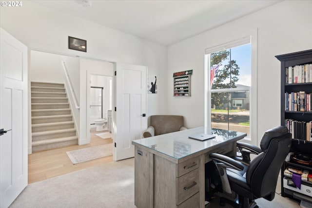 office featuring light hardwood / wood-style flooring