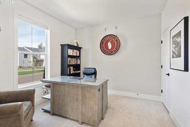 view of carpeted office space