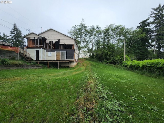 view of yard with a deck