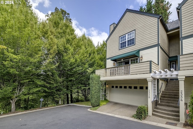 view of front of property with a garage