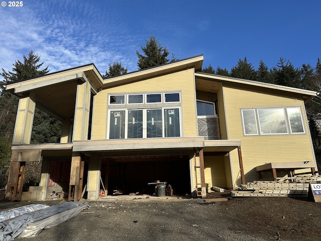 contemporary home featuring a garage