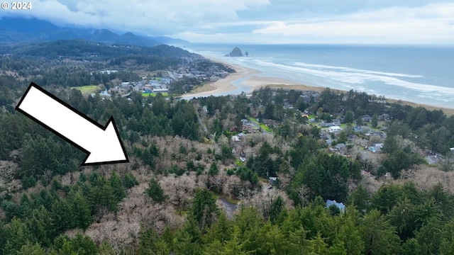 aerial view with a water and mountain view