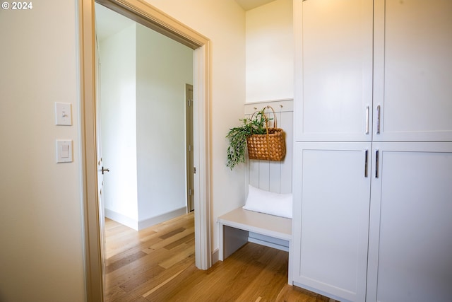 mudroom featuring light hardwood / wood-style flooring